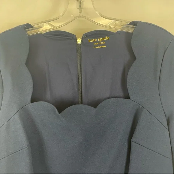 Kate Spade New York Women’s Scallop Neck Long Sleeve‎ Dress Blue Size L - Picture 5 of 13